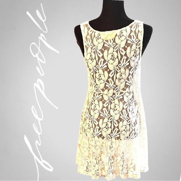 Free People Womens Miles Of Lace Shift Dress, Off-White, - Picture 2 of 8